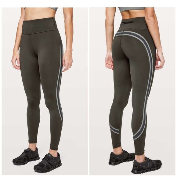 Lululemon Size 2 Run Crew Tight *28" Dark Olive Leggings - Picture 1 of 13